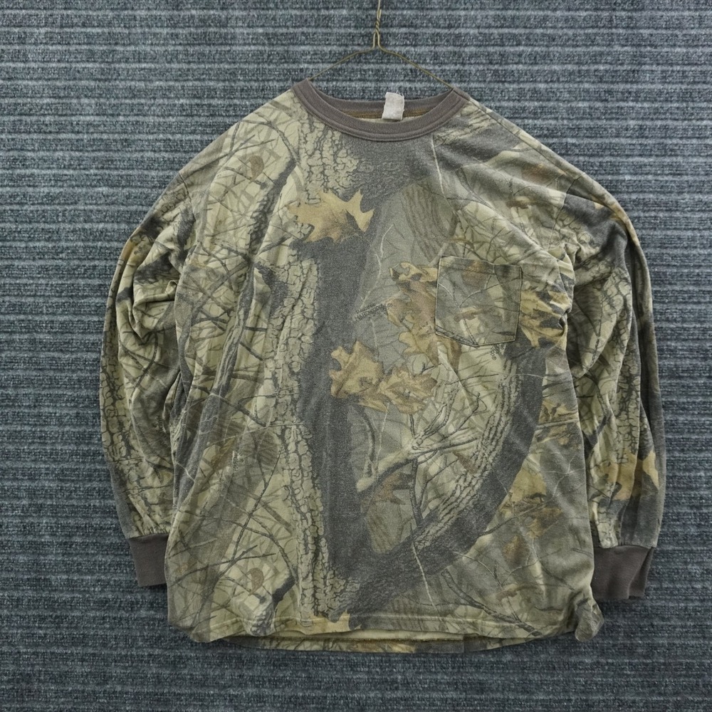 Ranger Camo Long Sleeve T-Shirt Mens XL Brown Realtree Hardwoods Pocket Tee